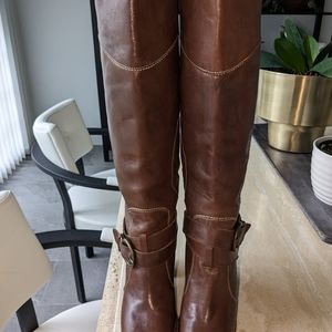 New Chestnut Brown Harness Leather Boots 7.5
